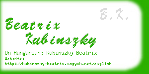 beatrix kubinszky business card